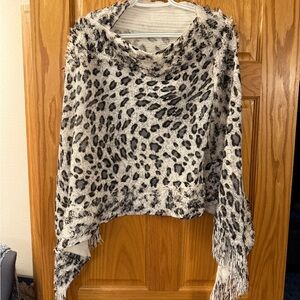 Leopard Print Women’s Sweater Poncho